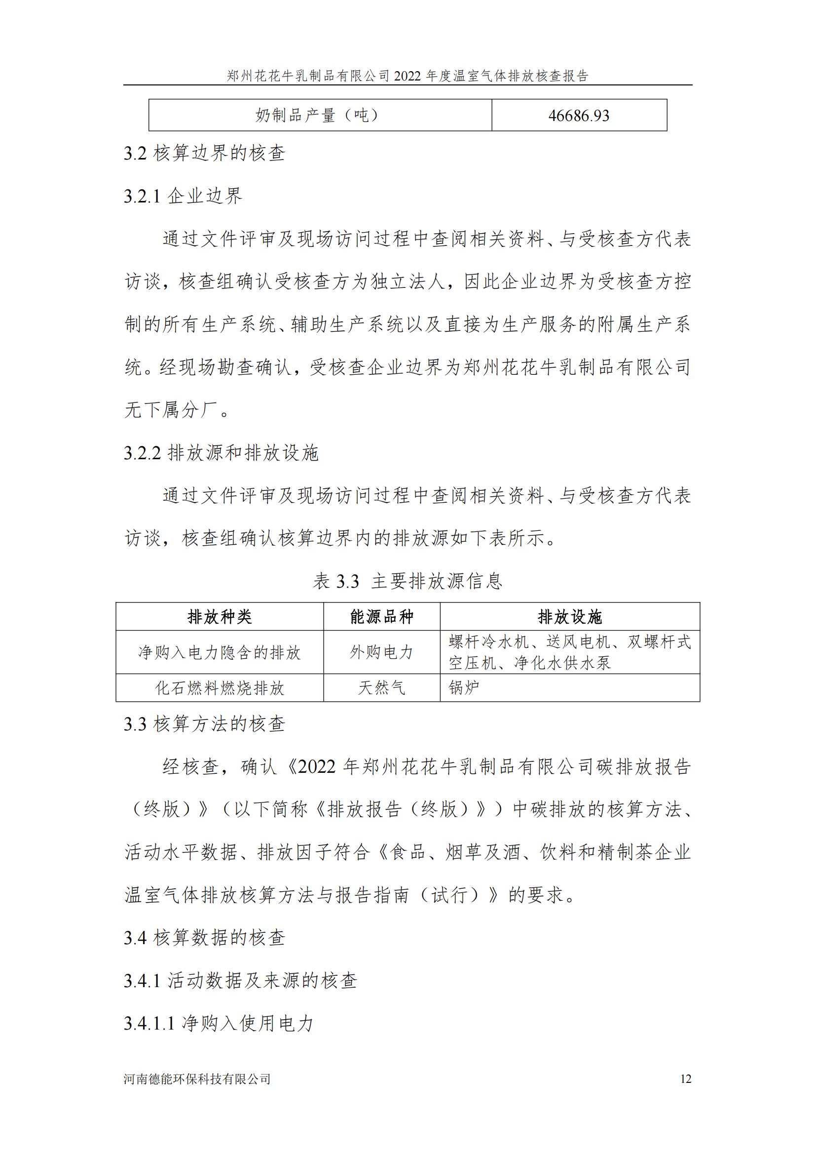 《郑州安博(中国)乳制品有限公司2022年度温室气体排放核查报告》公示
